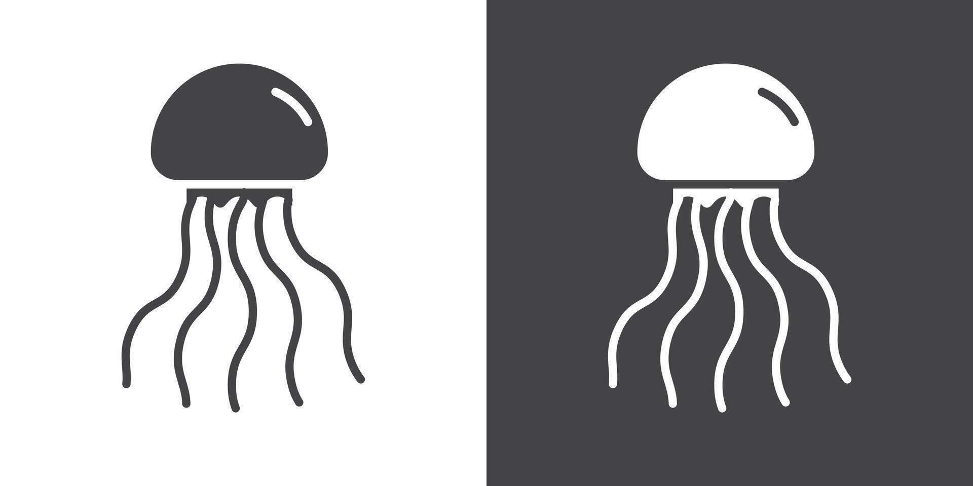 Jellyfish icon Thin line illustration set vector