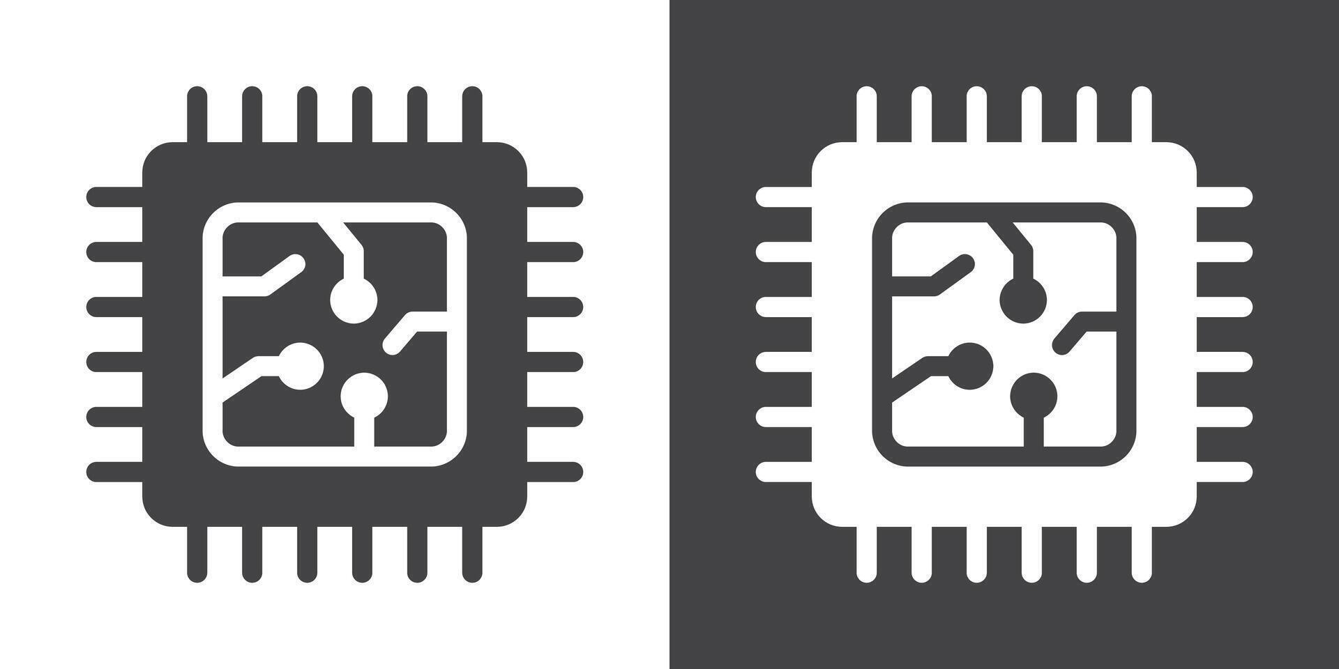 Processor icon Thin line illustration set vector