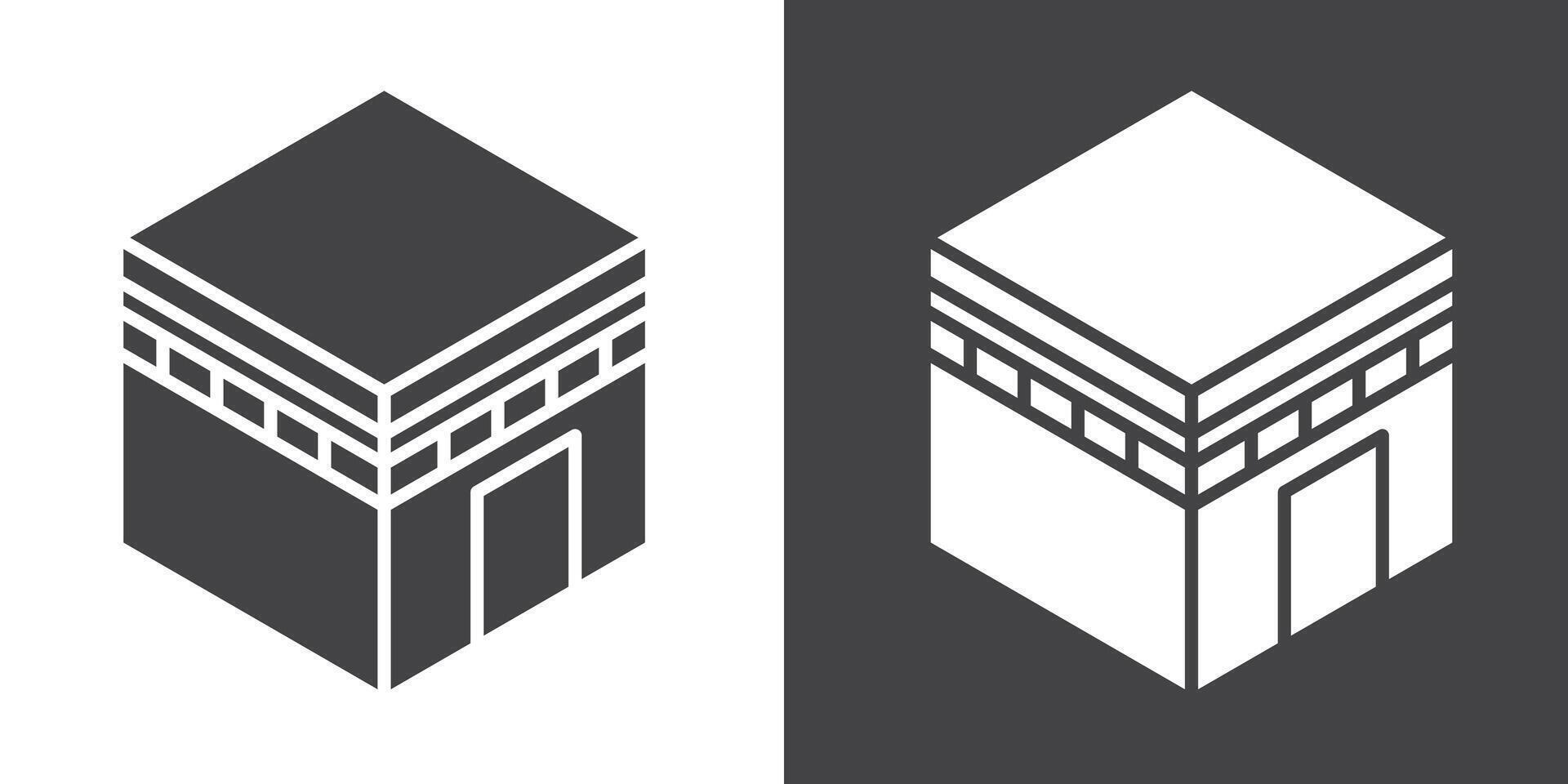 Kaaba icon Thin line illustration set vector