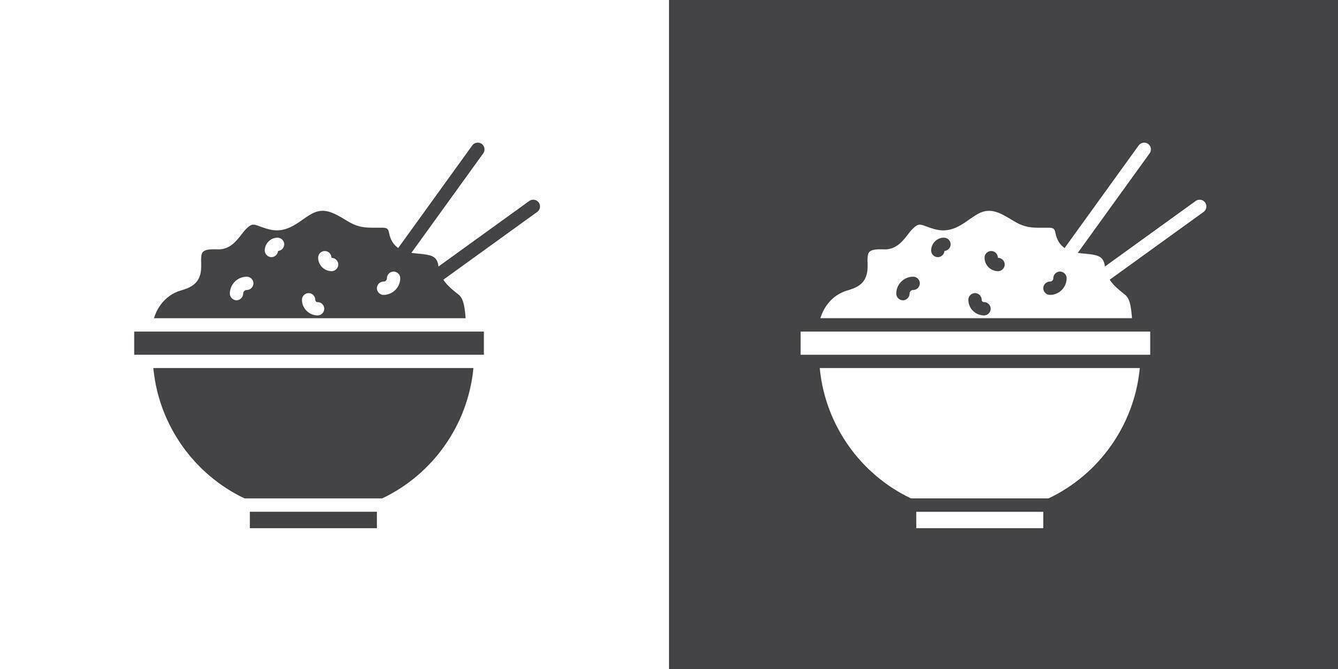 Rice bowl icon Thin line illustration set vector