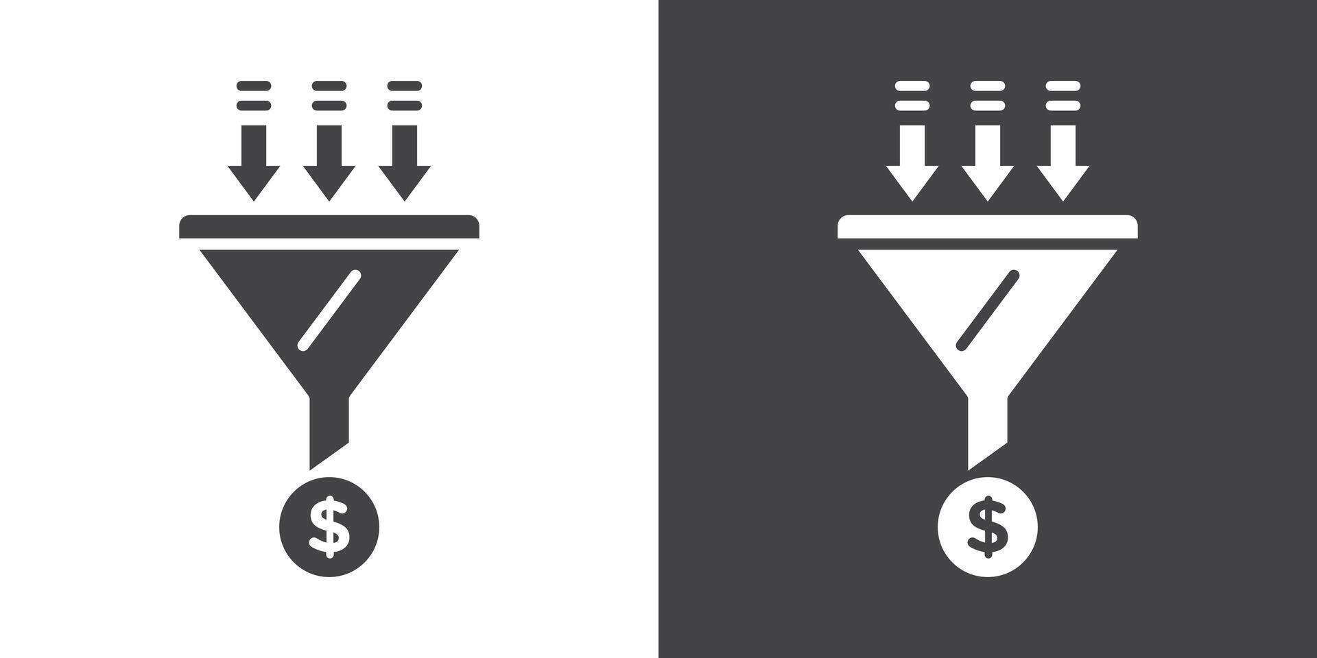 Sales funnel icon Thin line illustration set vector