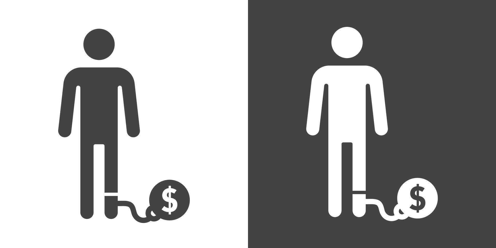 Man with debt icon Thin line illustration set vector
