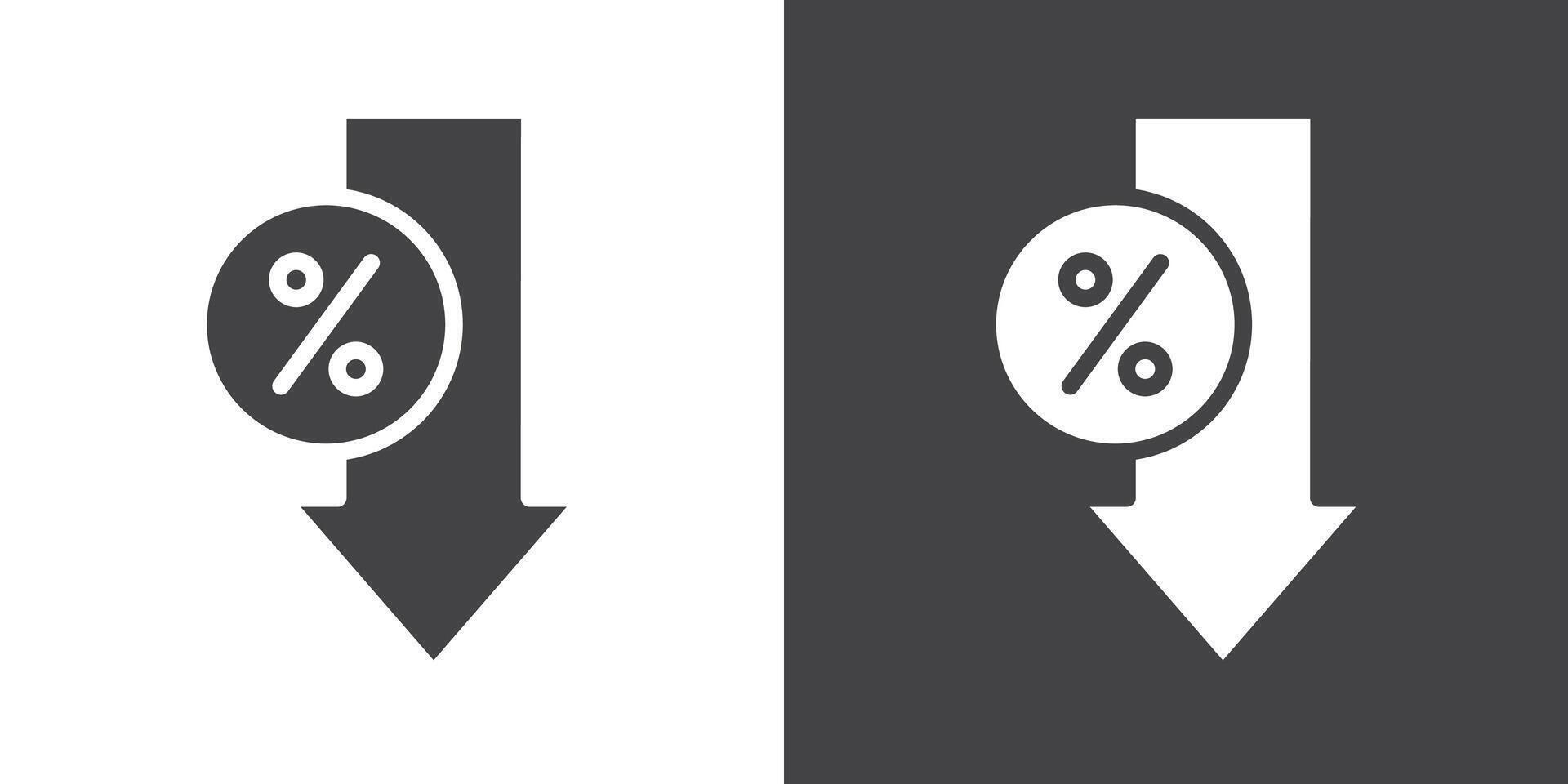 Percent down icon Thin line illustration set vector