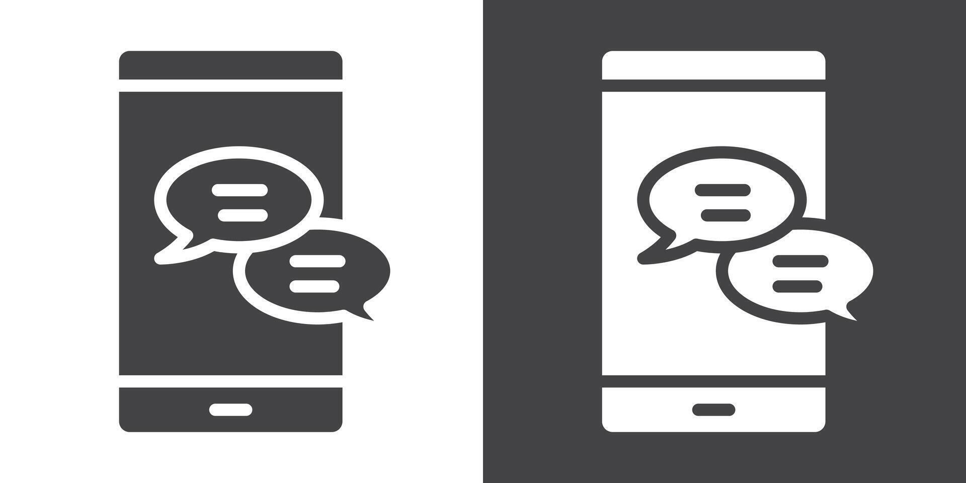 Mobile message notification icon Thin line illustration set vector