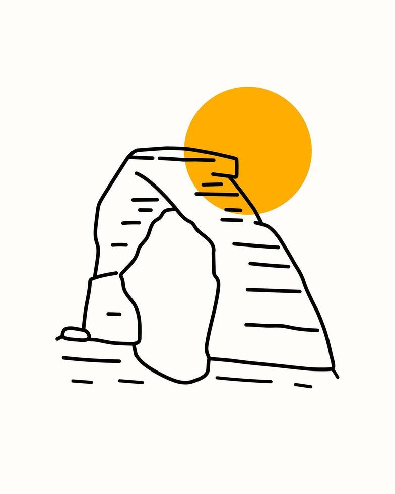 Simple illustration of Arches National Park in mono line style art for badges, emblems, patches, t-shirts, etc vector