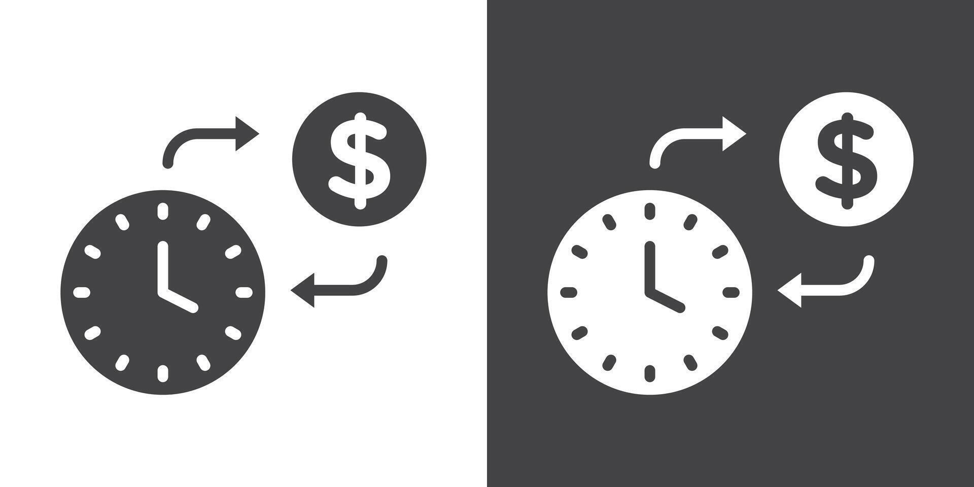 Time is money icon Thin line illustration set vector
