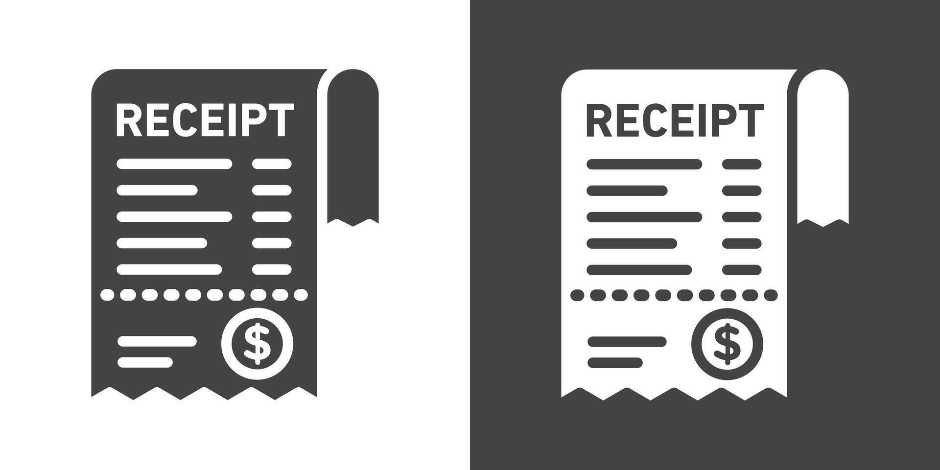 paper check receipt icon Thin line illustration set vector