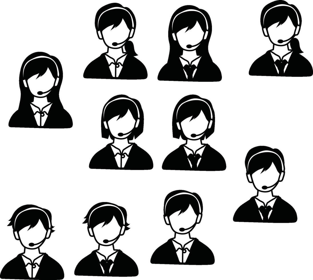 customer service call set vector