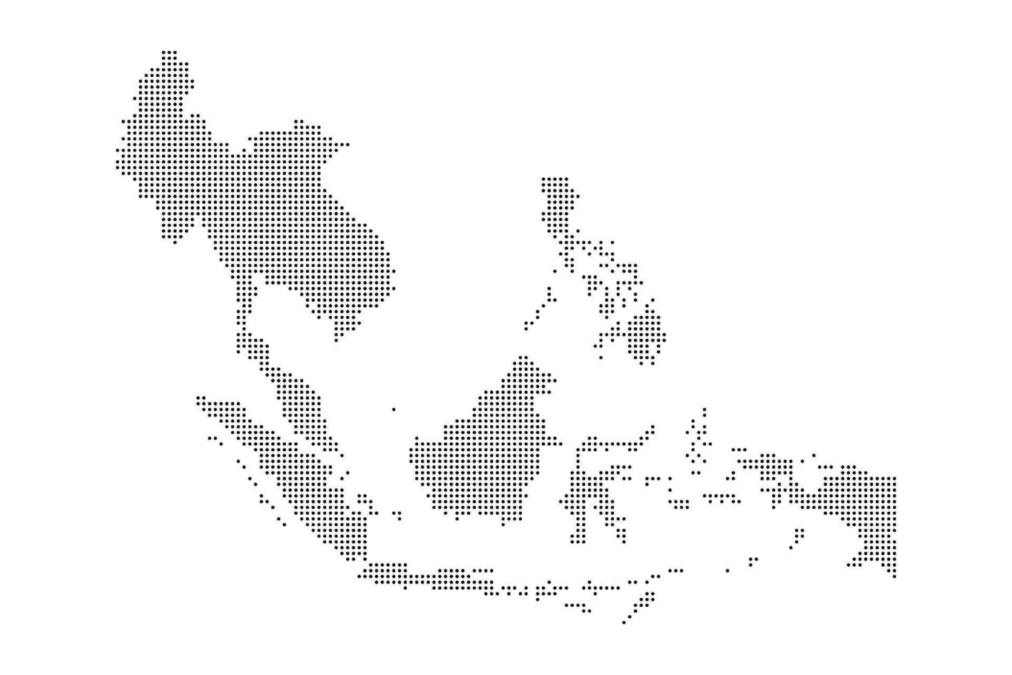 map of southeast asia countries with dotted style vector