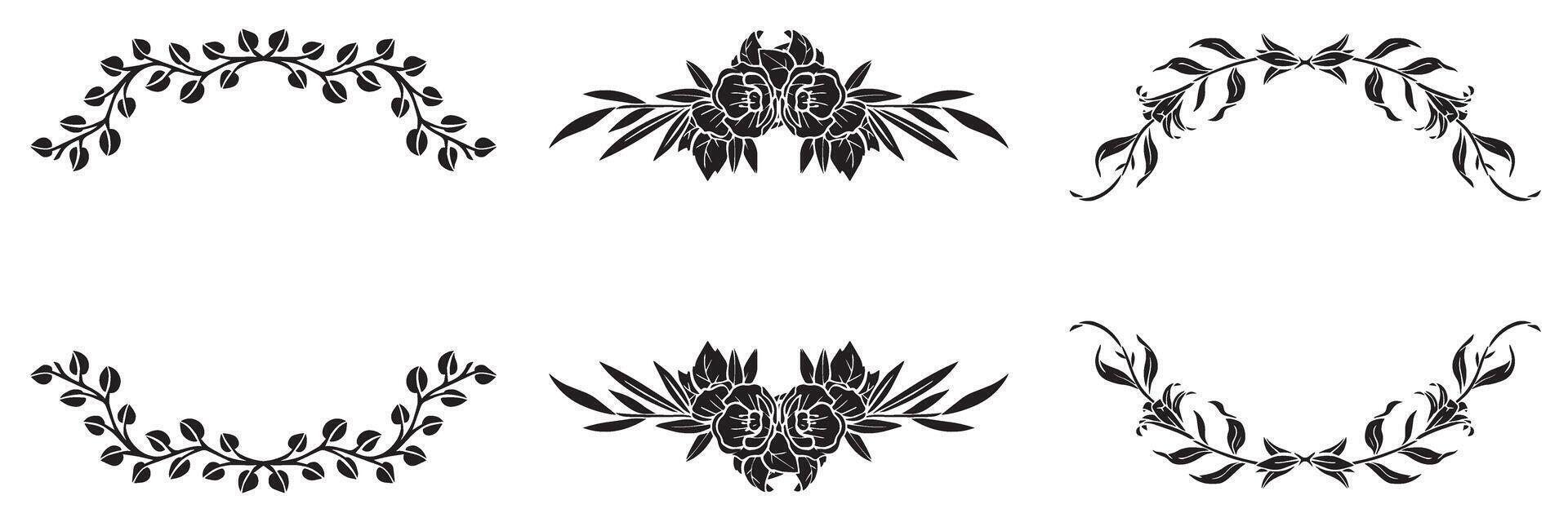 Elegant Hand Drawn Floral Wreath Frames A Curated Collection of Botanical Designs for Invitations, Greeting Cards, and Digital Creations, Featuring Nature's Artistry vector