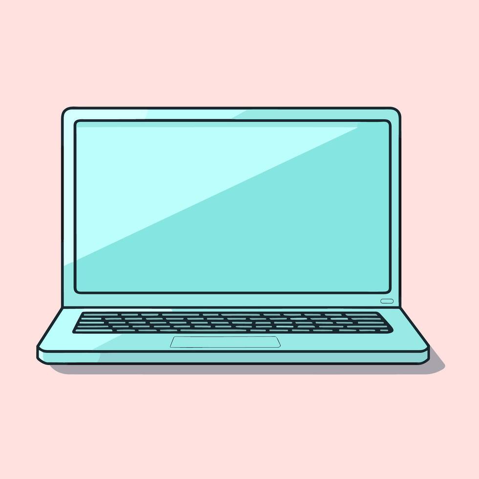 Laptop Computer with Blank Screen Illustration vector