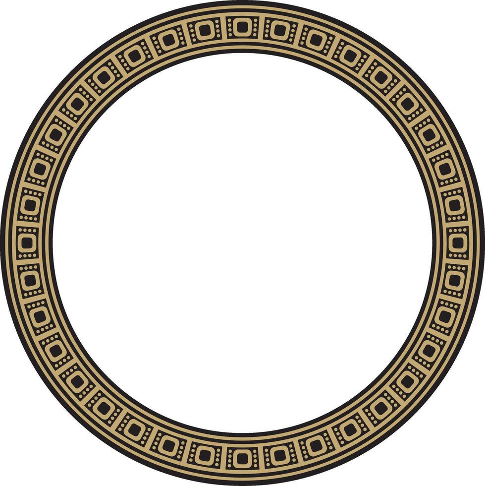 gold with black round Egyptian ornament. Circle, frame, ring of ancient Egypt.Pattern of lotus flowers and sun vector