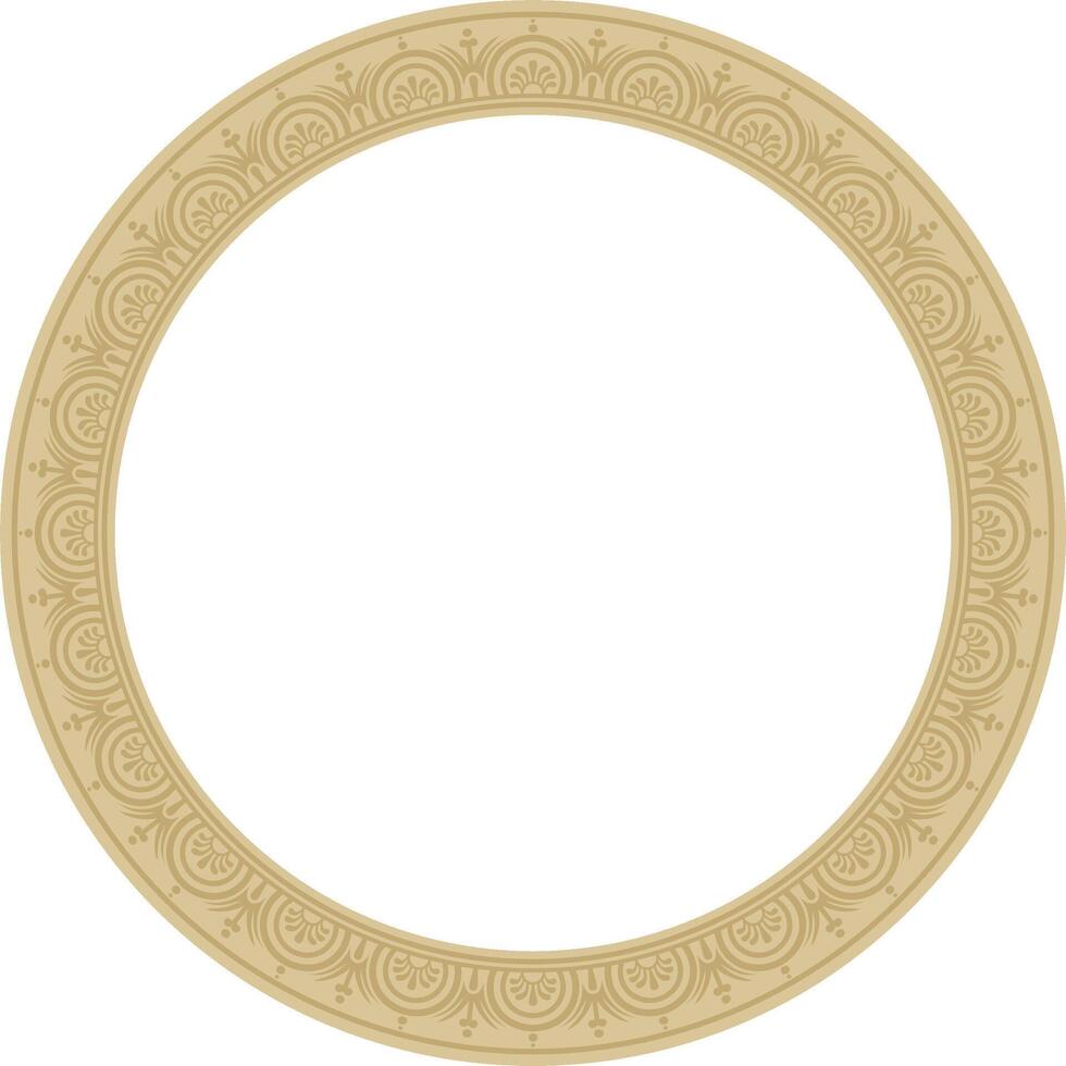 round gold border, frame, Pompeii ring. Circle Neopolitan ornament. Art of Ancient Rome. vector
