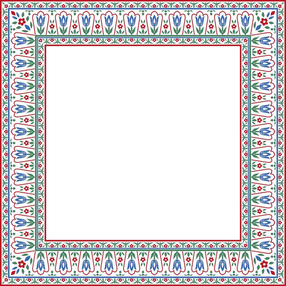 colored square turkish ornament. Endless ottoman national border, frame vector