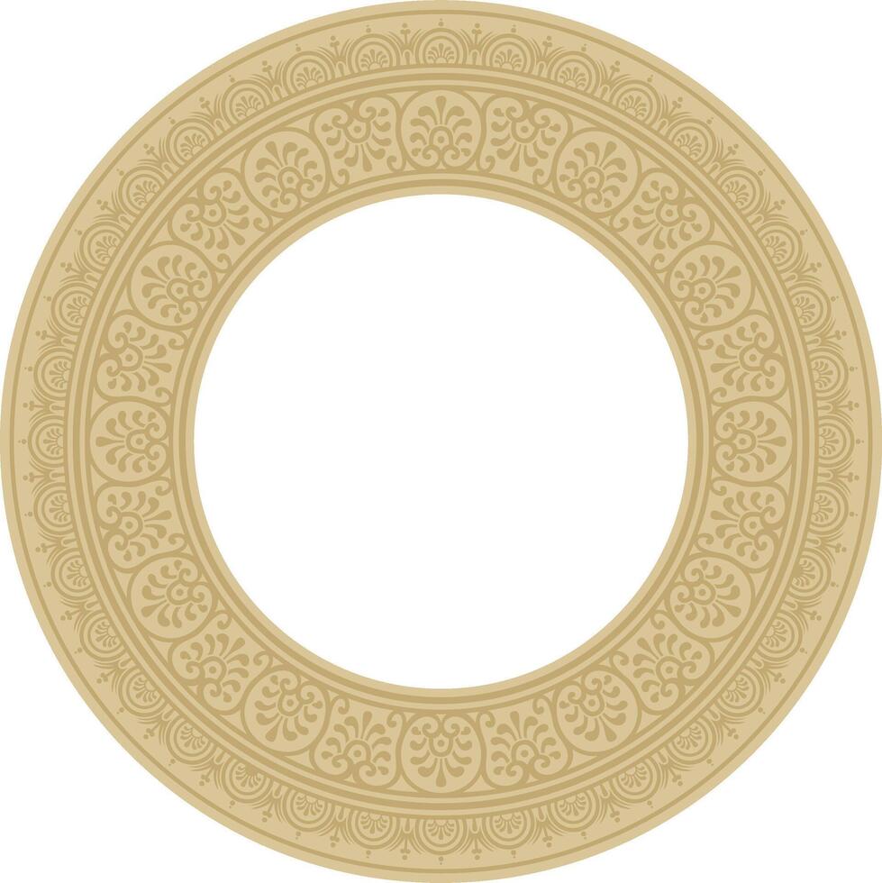 round gold border, frame, Pompeii ring. Circle Neopolitan ornament. Art of Ancient Rome. vector