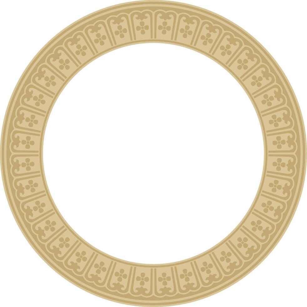 golden Chinese circle, ring, frame. Round ornaments of oriental peoples, korea, taiwan, china, hong kong, indonesia vector