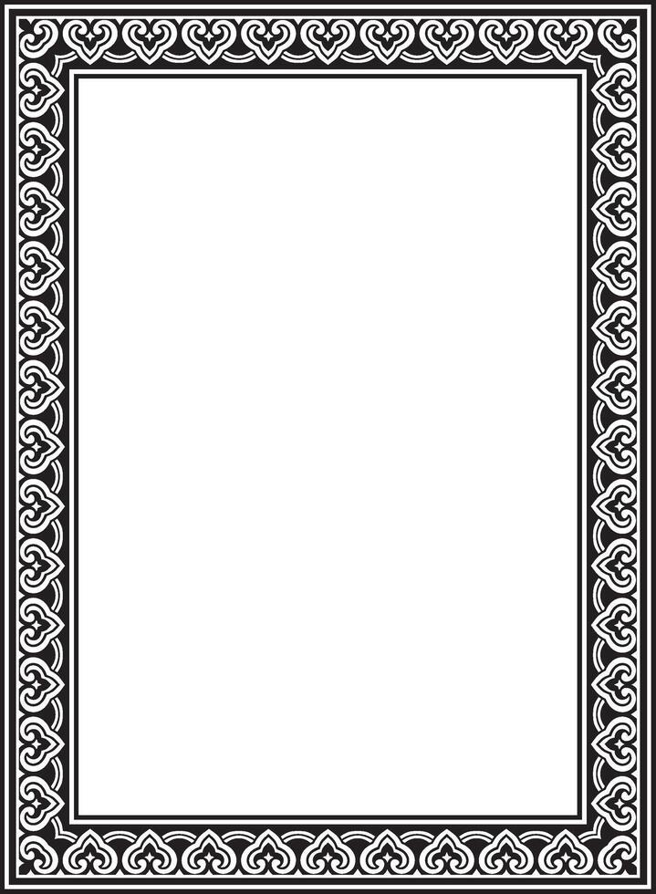 black monochrome Chinese rectangle, frame. Square ornaments of oriental peoples, korea, taiwan, china, hong kong, indonesia vector