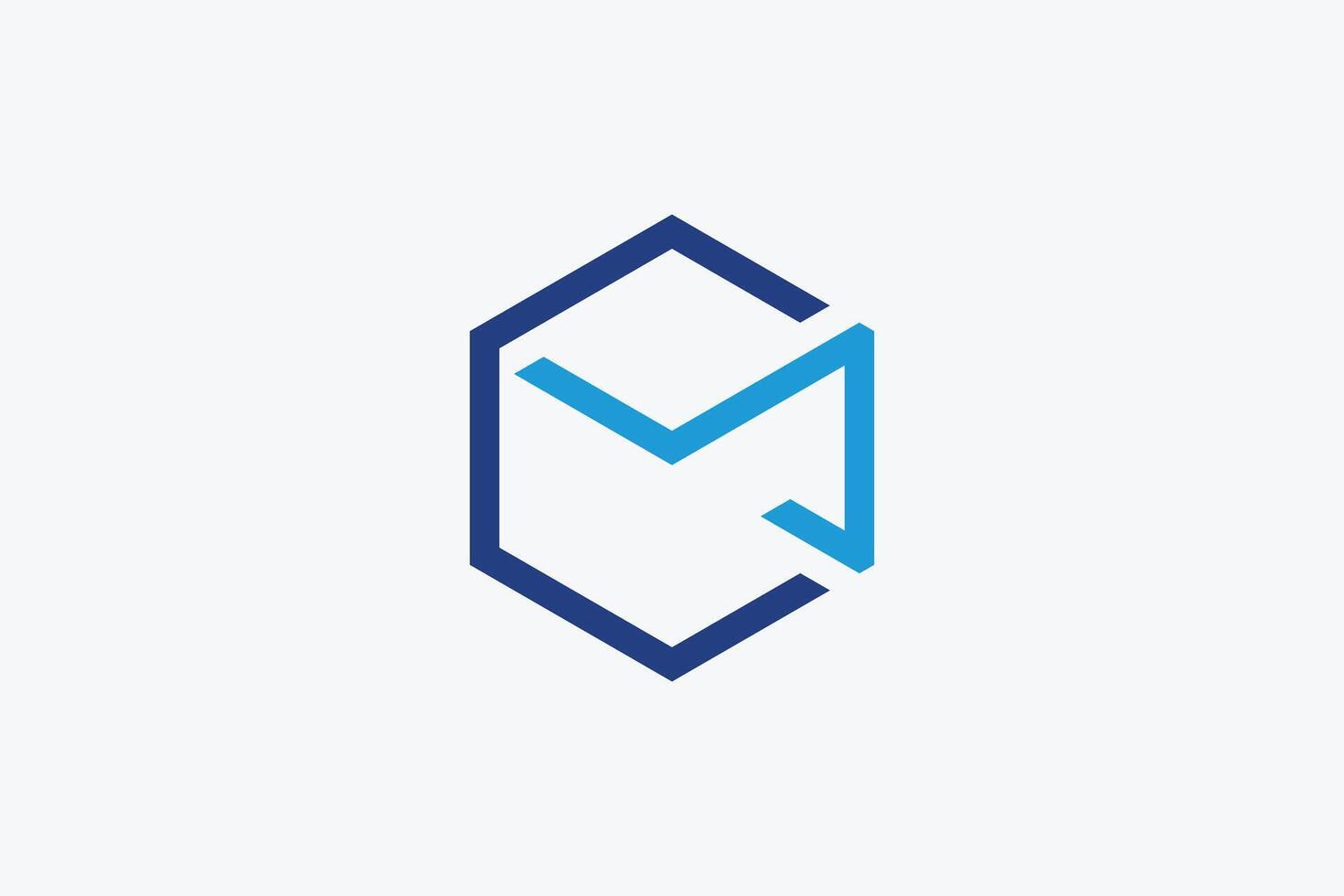 Letter C M Hexagon Logo Simple Flat Design Template for Technology Branding Business Corporate vector