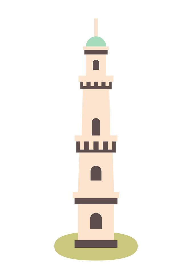 Lighthouse icon isolated on white background. Tall tower with windows. vector