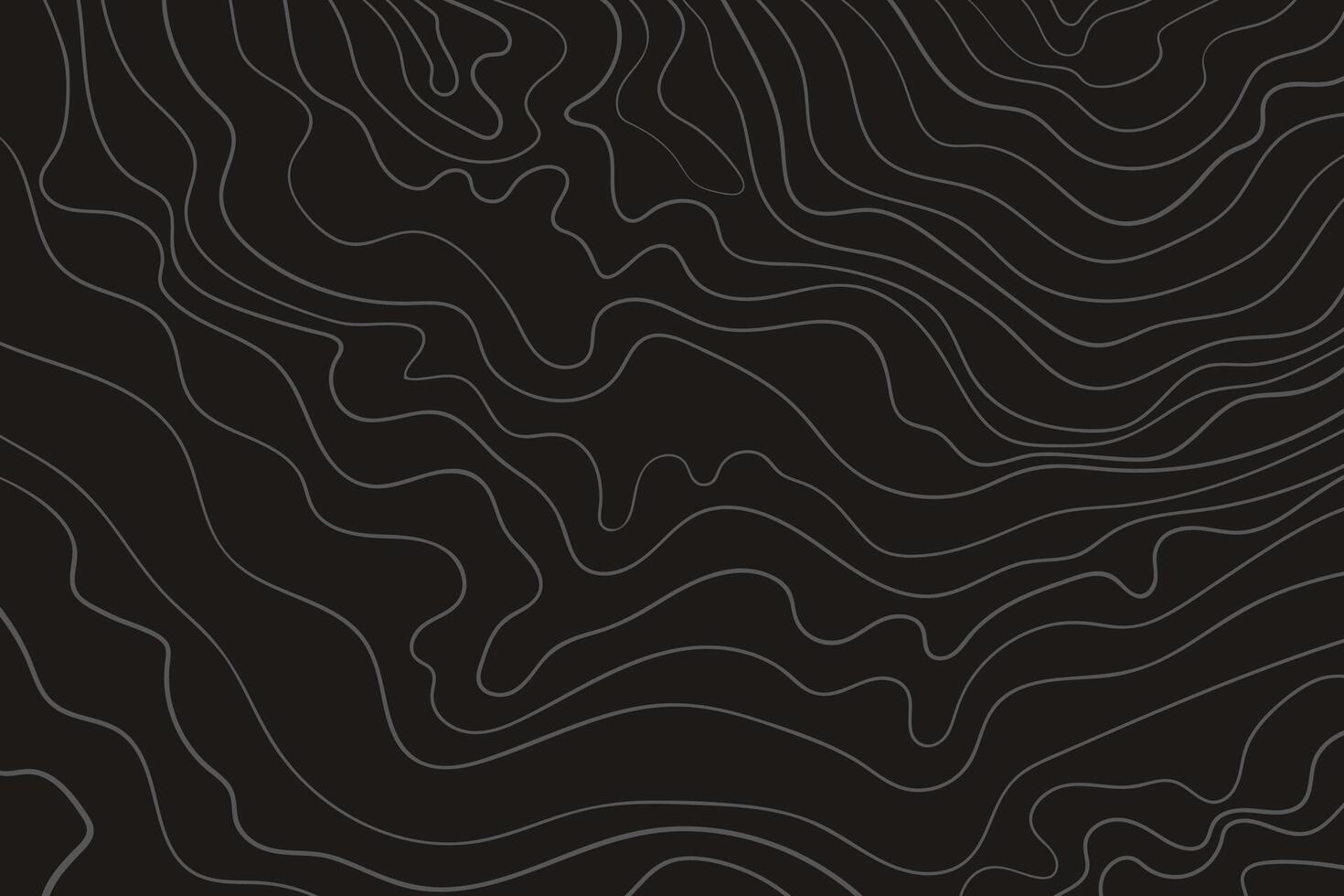 Abstract topographic map background. Grey topographic lines on a black background vector