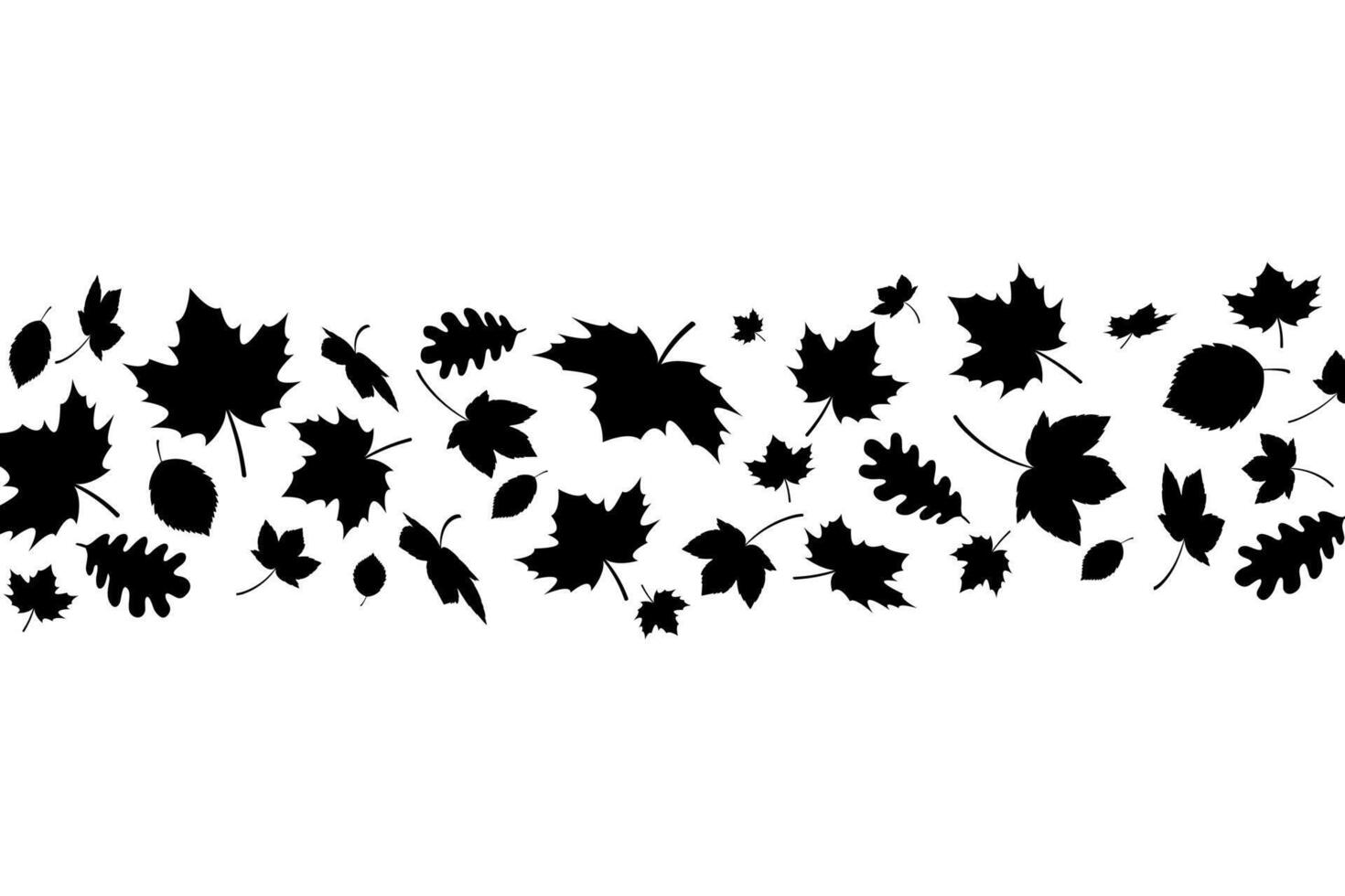Autumn leaves falling silhouettes background. Black fall leaves random falling on white background vector