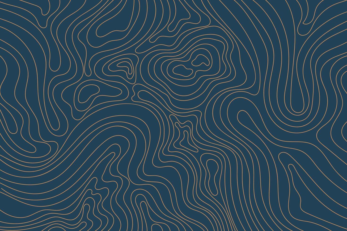 Abstract luxury topographic map background. Gold topographic lines on a dark blue background vector