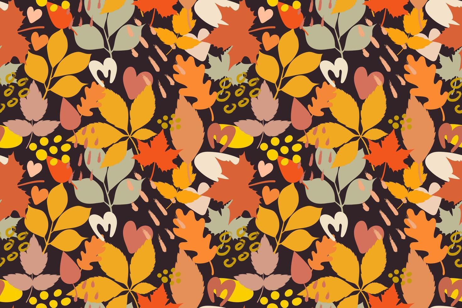 Fall leaves colorful seamless pattern for fabric, paper, presentations, banners, flyers vector