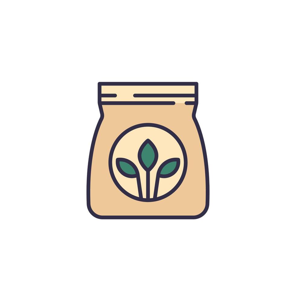 fertilizer in a bag icon with outline vector