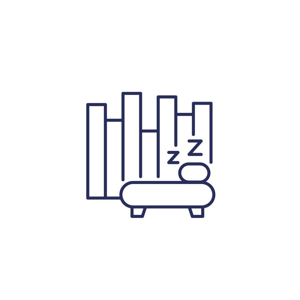 Sleep tracking line icon with a graph vector