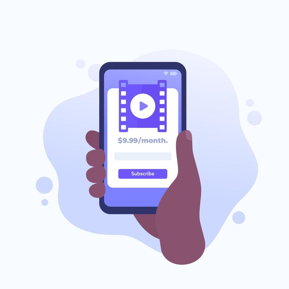 subscribe to streaming service form in a phone, design vector