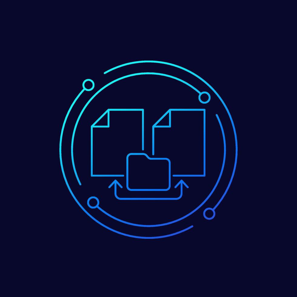 documents and file folder icon, linear design vector
