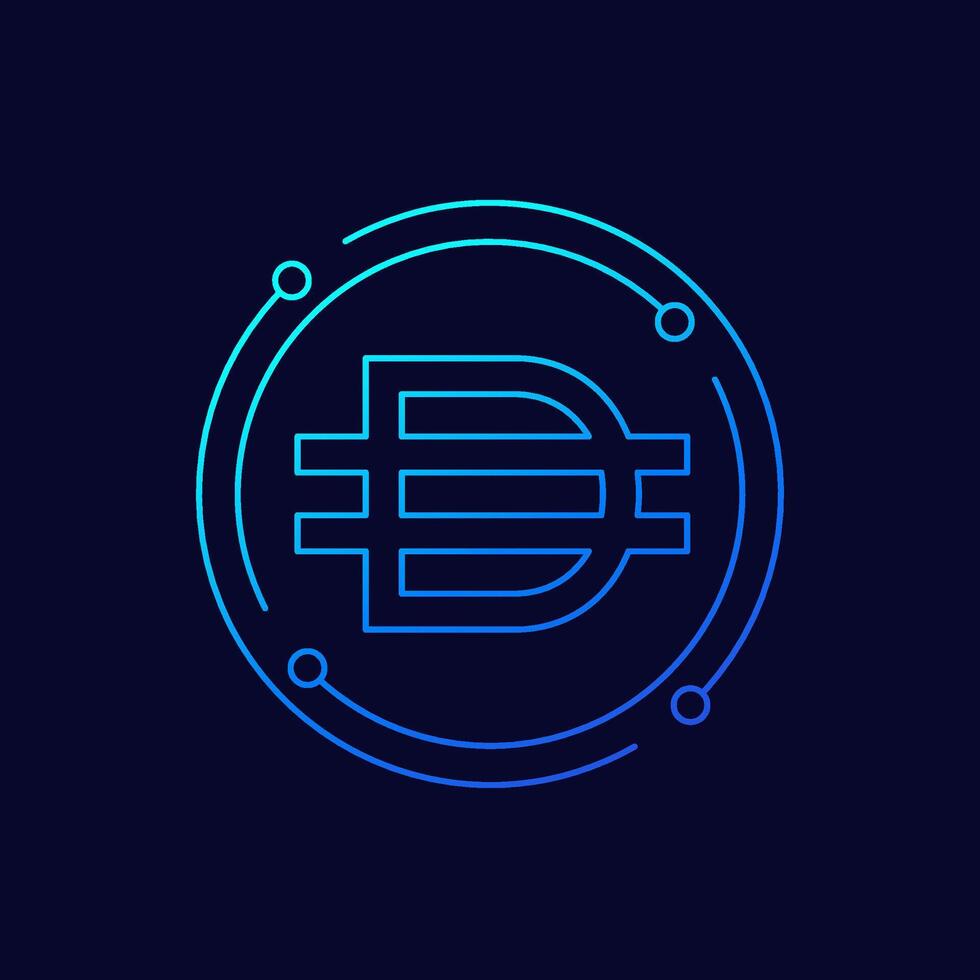 dai coin icon, crypto token, linear design vector