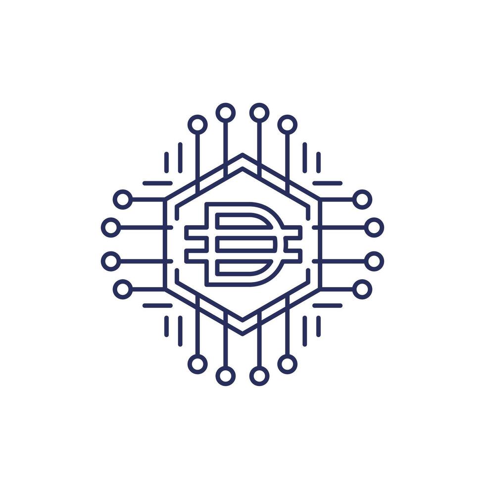 DAI coin icon, crypto token line vector