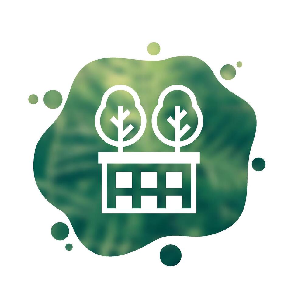 roof garden icon, trees on rooftops vector