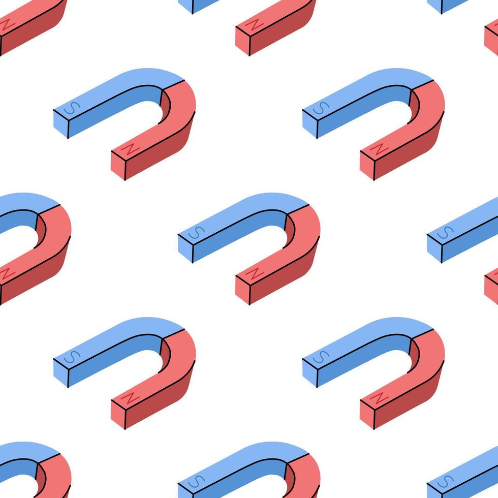 flat school Illustration. Magnet seamless pattern. Back to School. The science, physics. vector