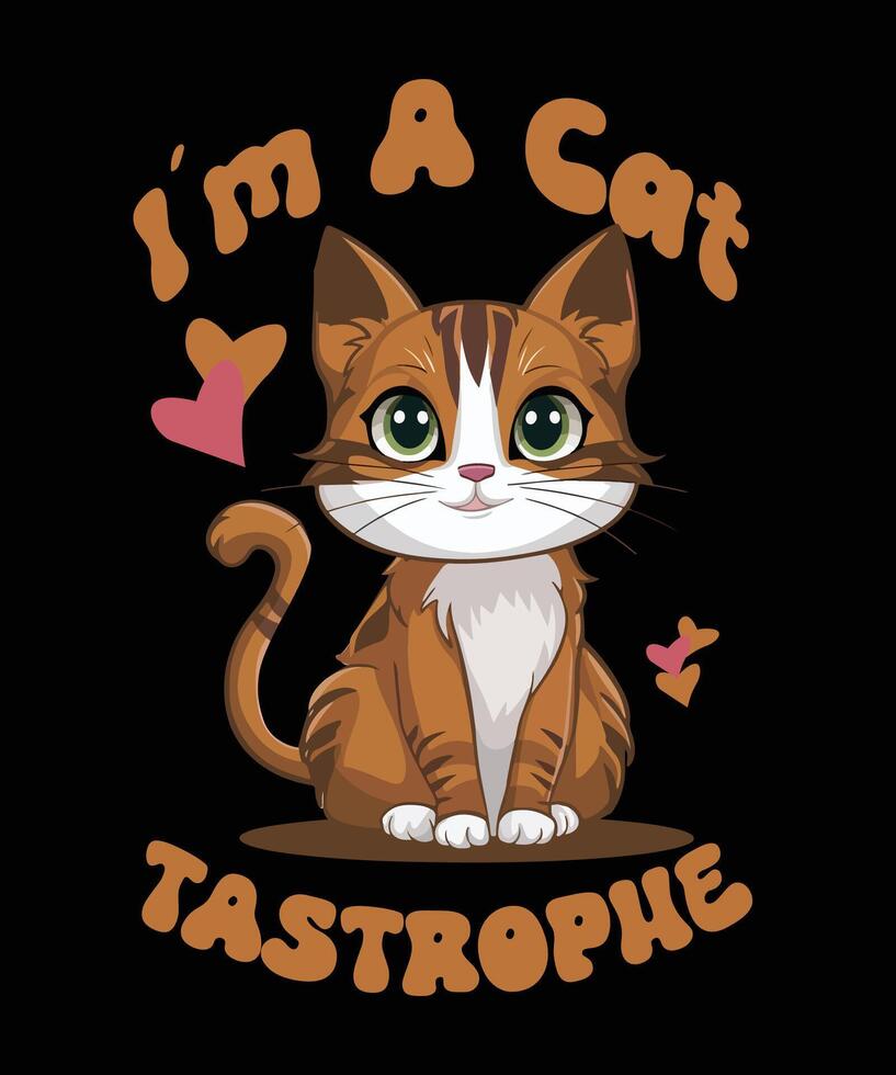 Cute cat with typography t-shirt template vector