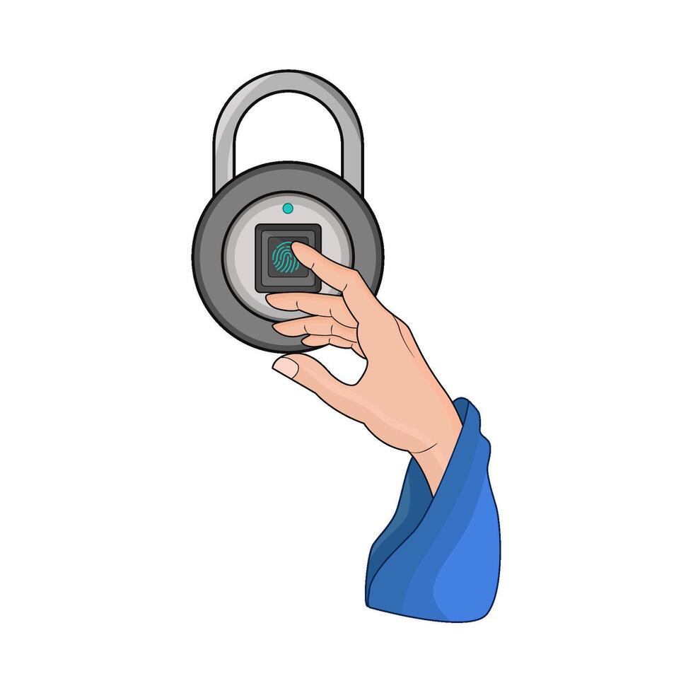 illustration of fingerprint lock vector