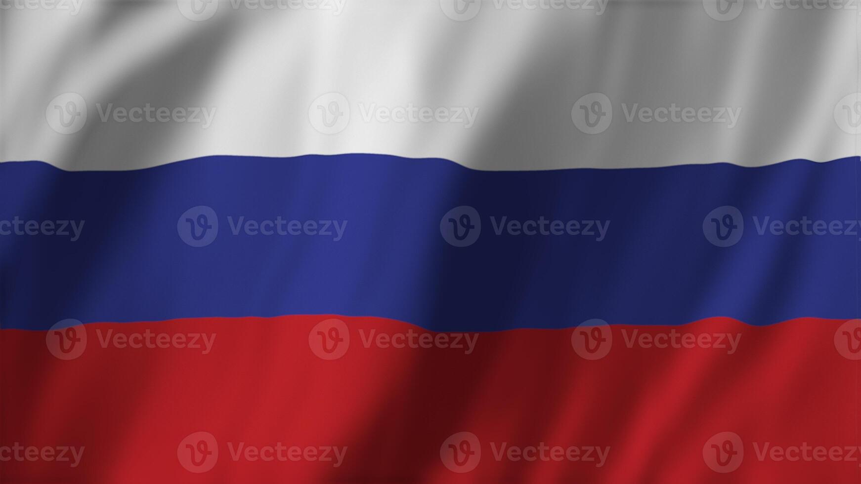 Russia flag with three white, blue and red stripes, fluttering in wind, patriotic concept. Russian Federation national flag waving, used for propaganda reasons, 3D rendering photo