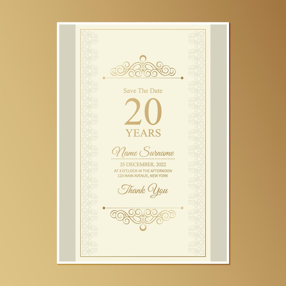 elegant gold birthday invitation template vector