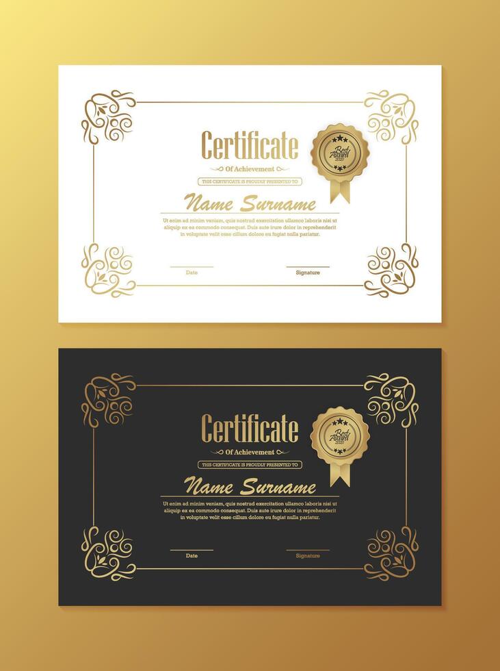 Luxury achievement certificate best award diploma design vector