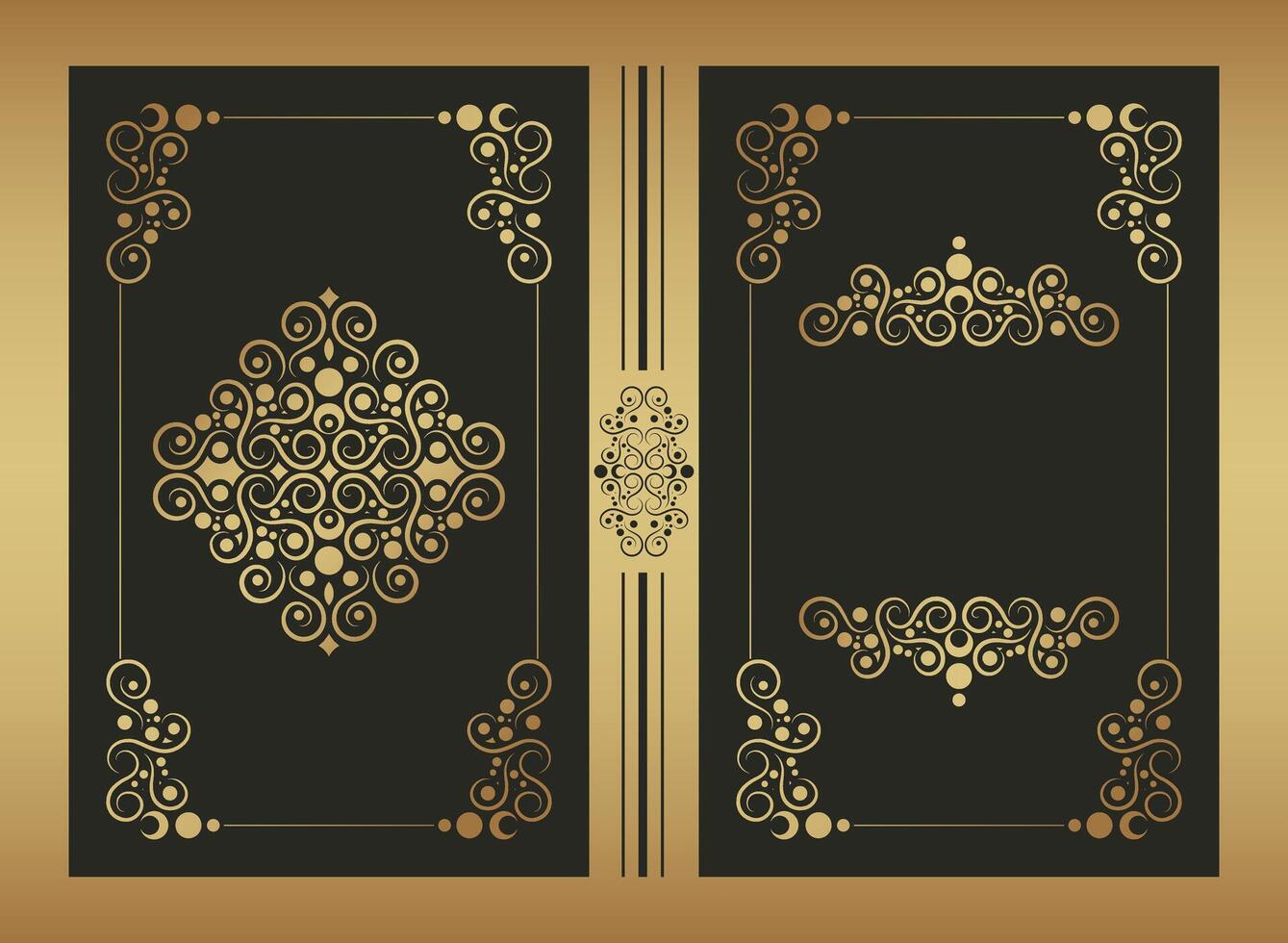 Luxury gold ornamental book cover design vector