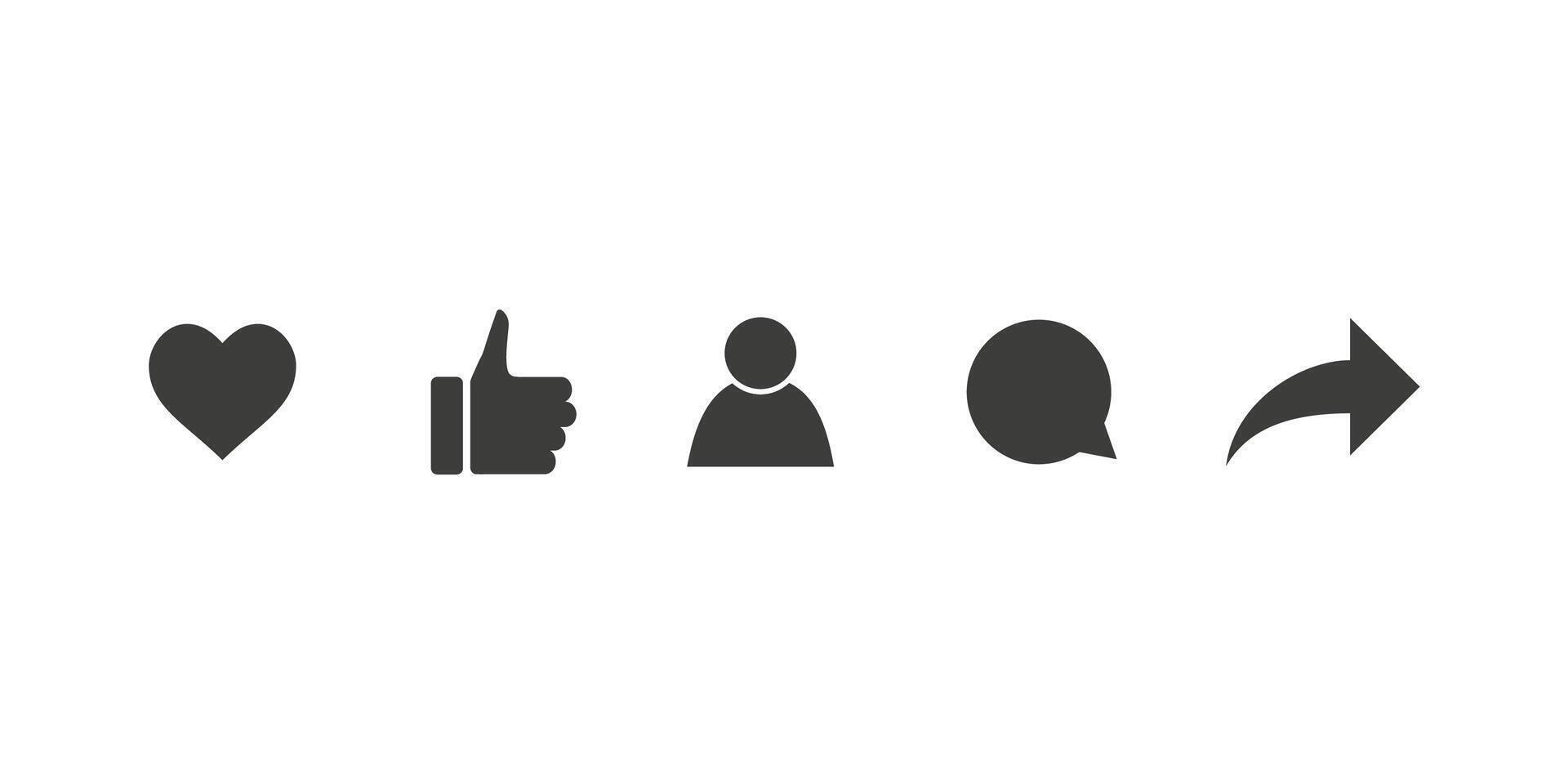 Thumb up, like, heart, repost, comment icon. illustration. vector