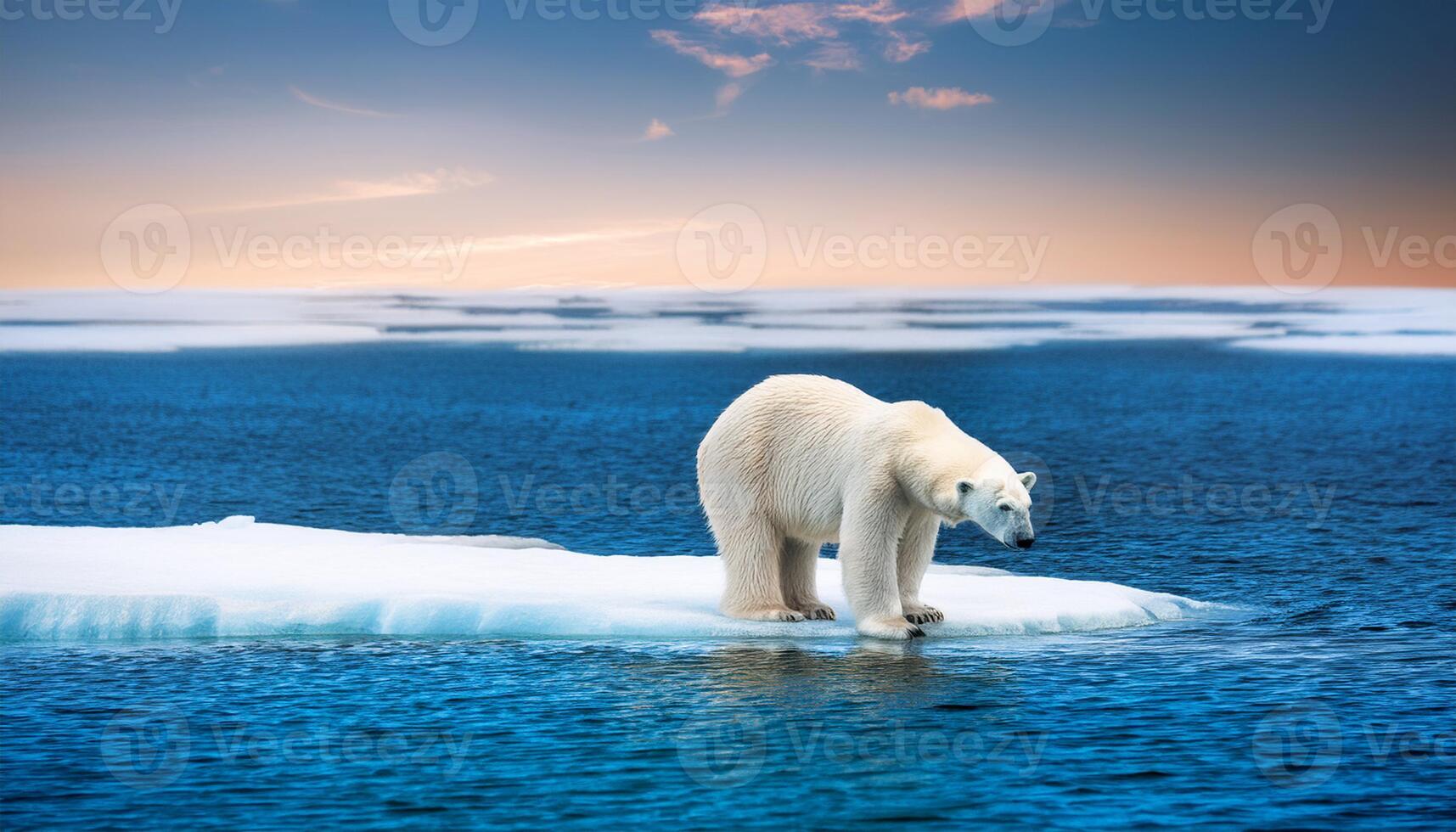 A majestic polar bear walking across the icy landscape of the Arctic, highlighting the importance of wildlife conservation and the impact of climate change on these vulnerable ecosystems photo