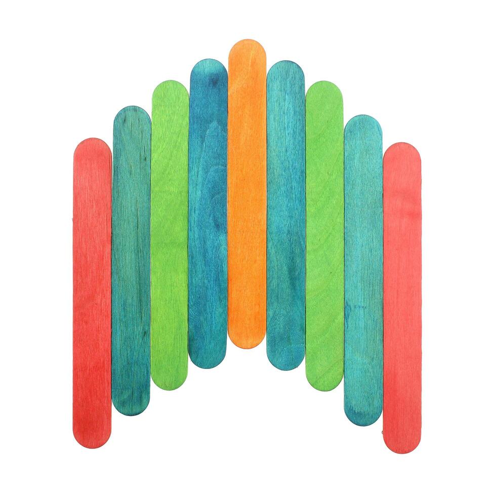 Colorful wood ice lolly sticks, Ice cream sticks, isolated on white background photo