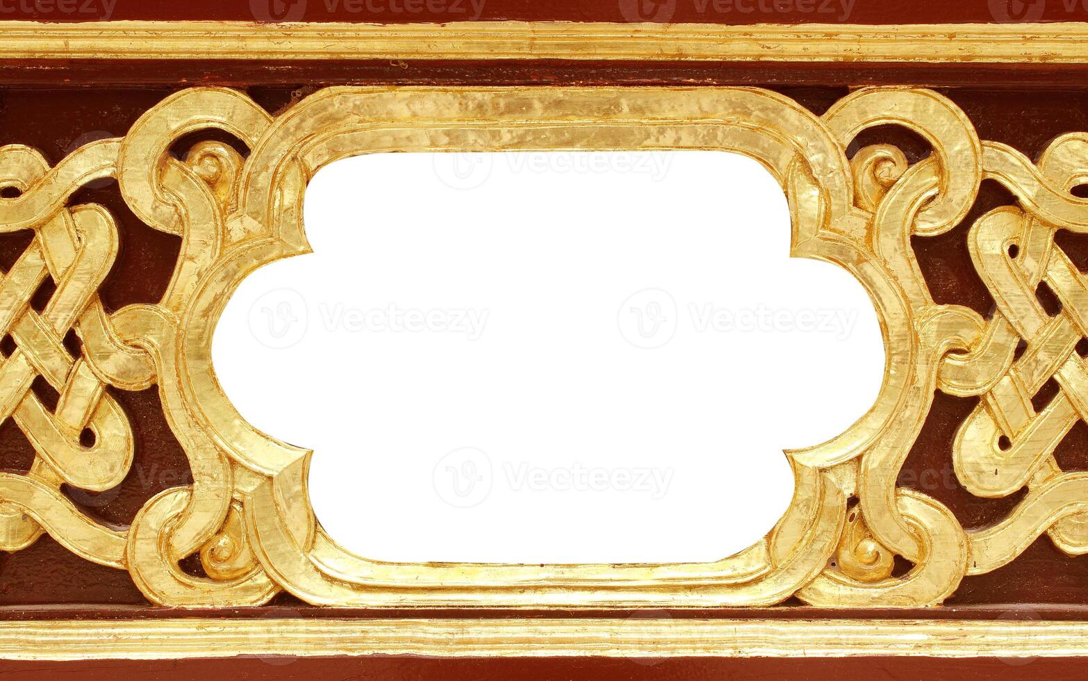 Pattern of wood frame carve flower on black background photo