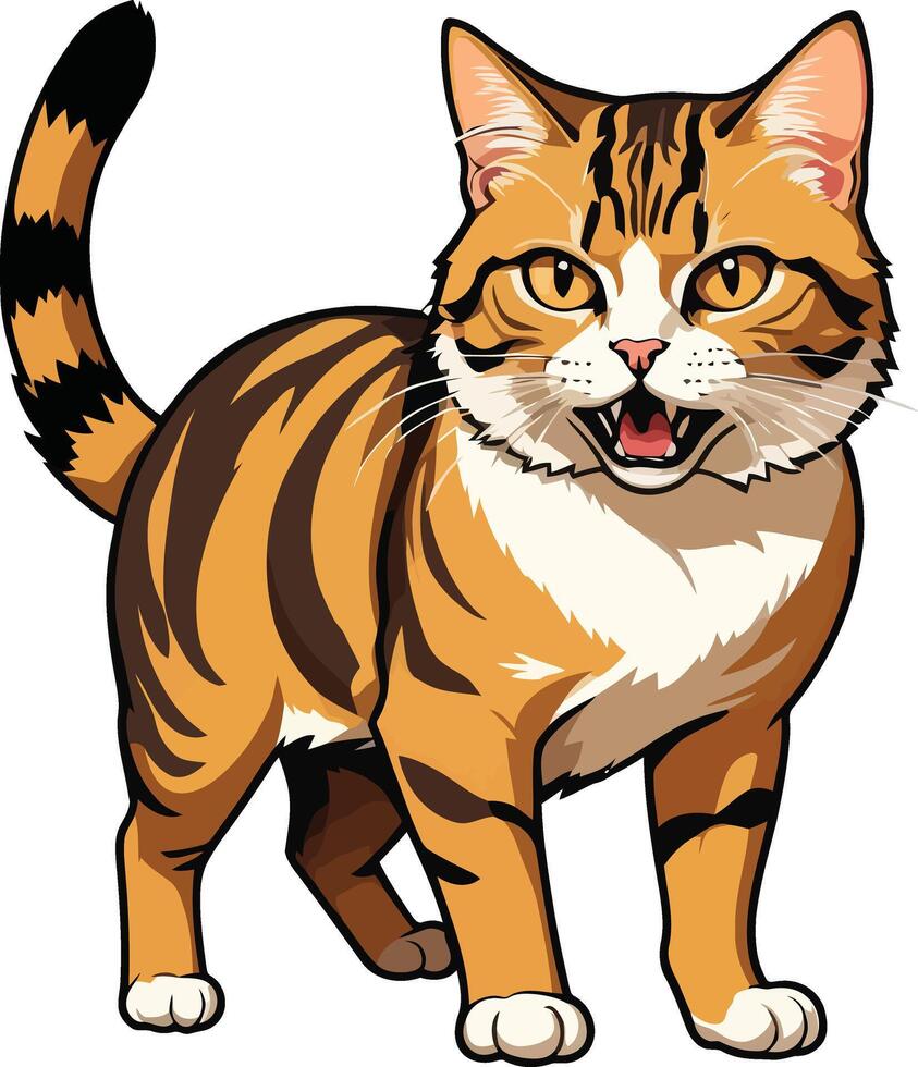 Aegean cat of beautiful pet is angry illustrations vector