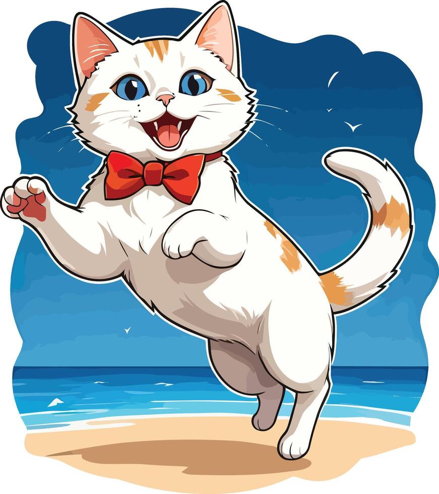 Aegean cat of beautiful pet is playing illustrations vector