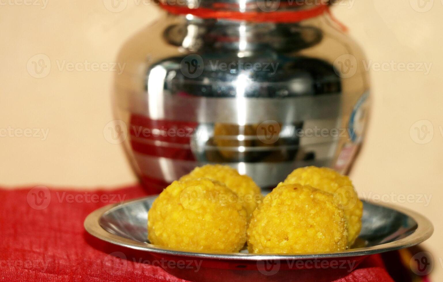 Bundi laddu dessert made during indian festival photo
