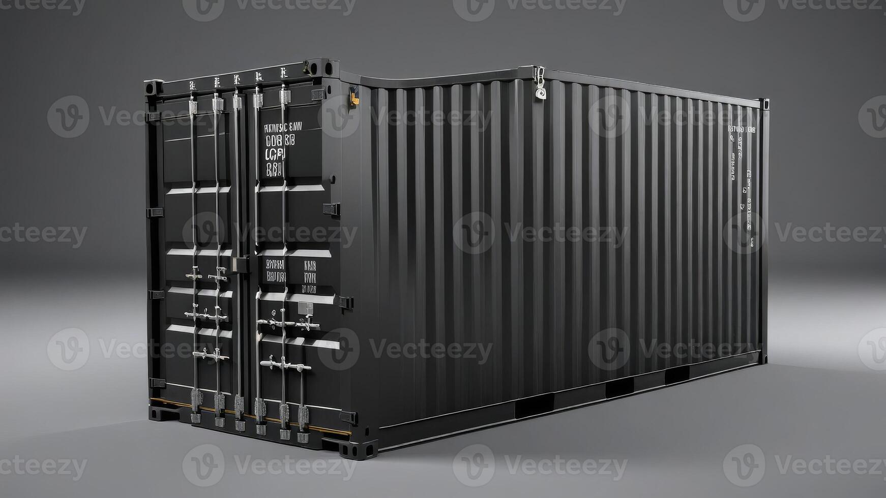 black container box isolated on white background. photo