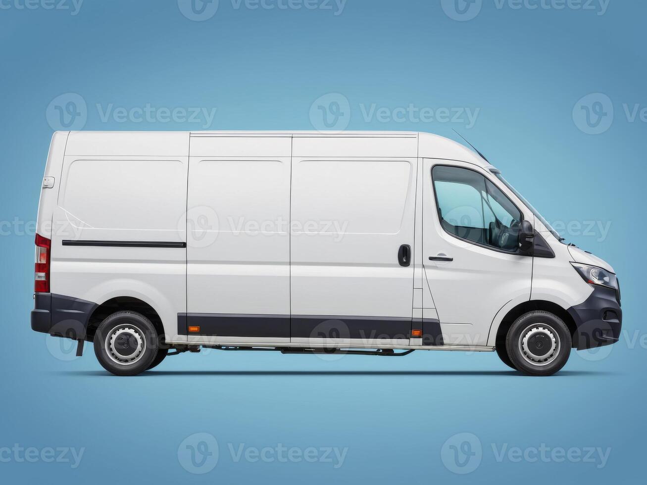 Delivery van. delivery service car isolated on blue background. photo